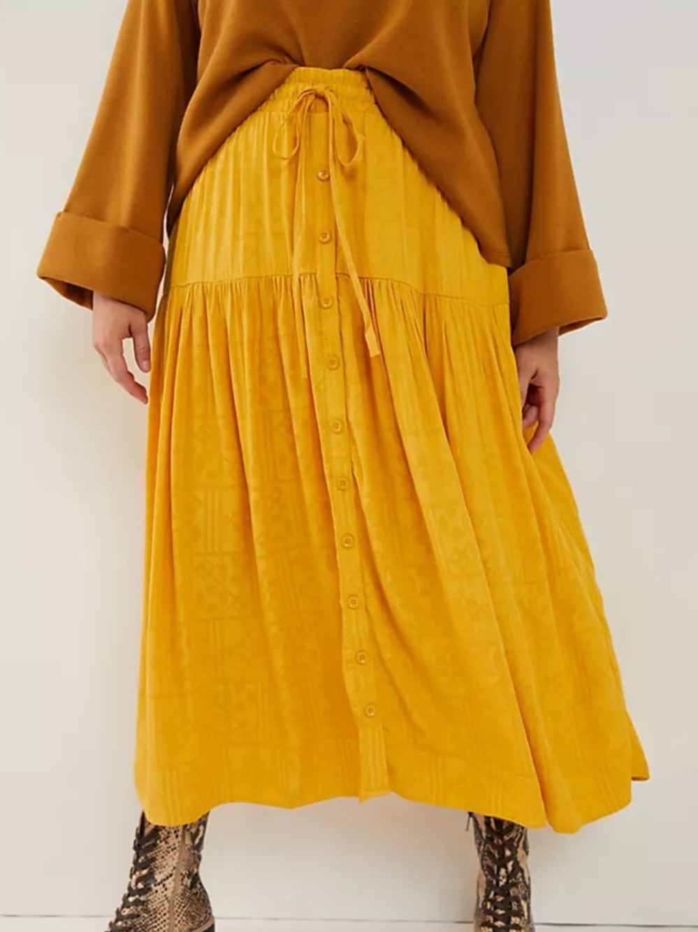 Maeve carnacion textured maxi skirt small
